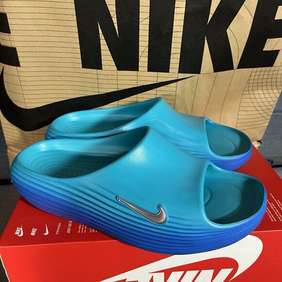 NEW Nike ReactX Rejuven8 Slides "Dusty Cactus" Blue Green Men Size 10 HV4479-300 - Picture 2 of 7